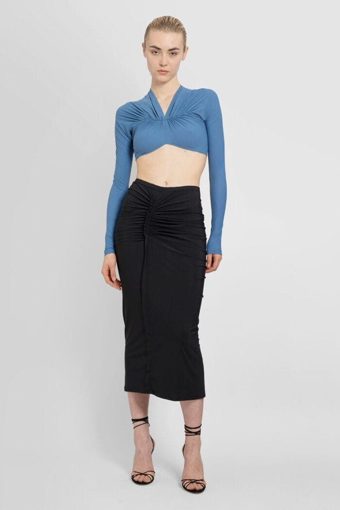 ATLEIN V-neck Ruched Cropped Top