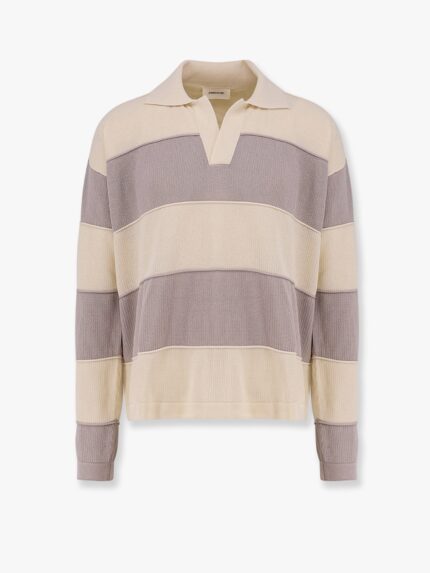 ATOMO Striped Cotton And Viscose Polo Shirt
