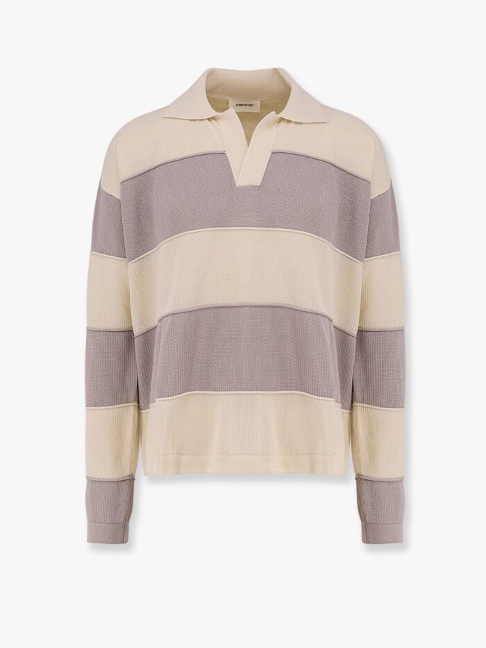 ATOMO Striped Cotton And Viscose Polo Shirt