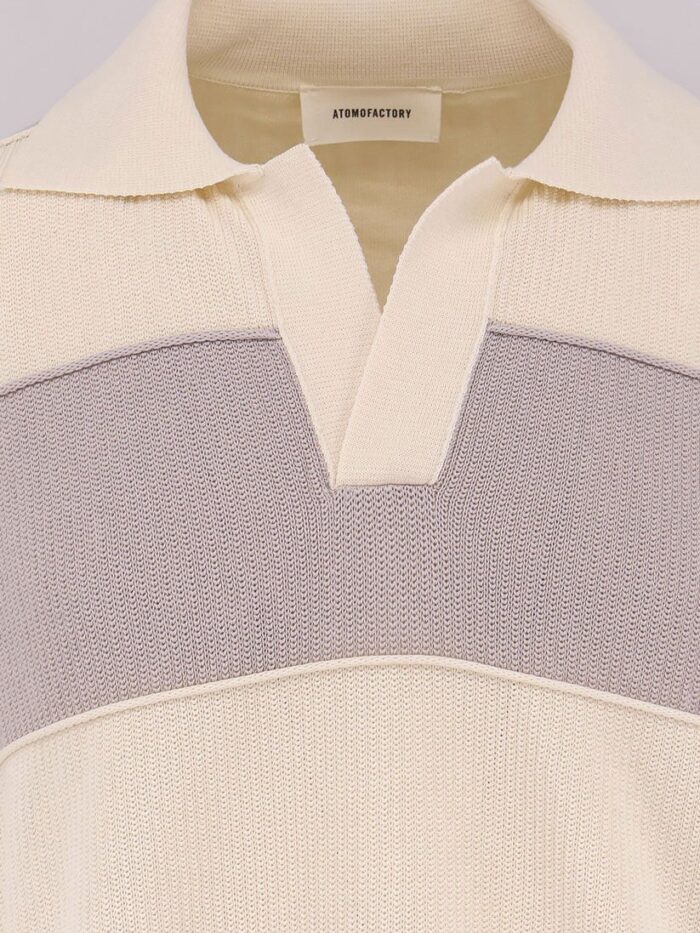 ATOMO Striped Cotton And Viscose Polo Shirt