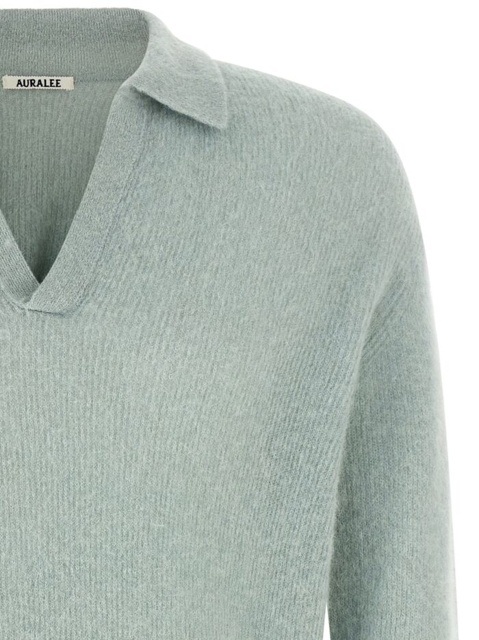 AURALEE 'Baby Suri Alpaca Sheer' Polo Shirt