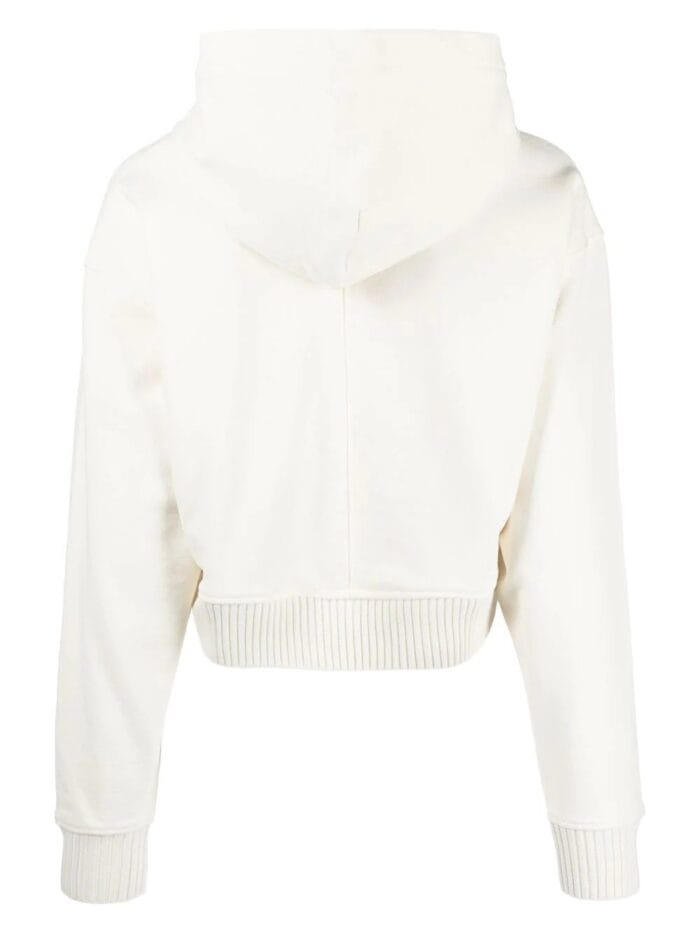 Badge Wide Sleeves Crop Hoodie