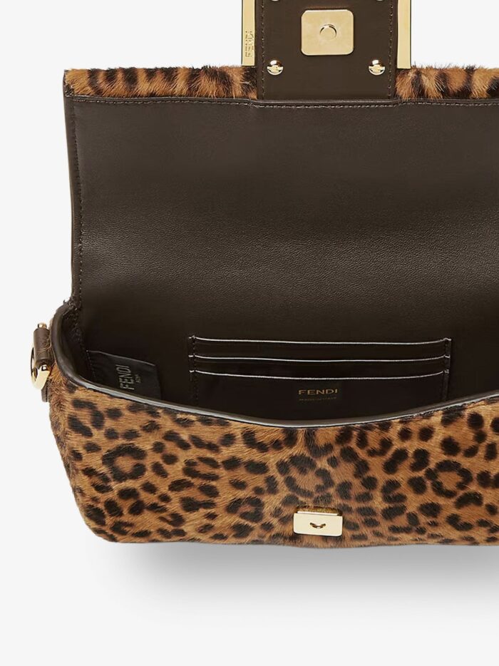 Baguette Mini Leather Shoulder Bag With Fendi Leo Print