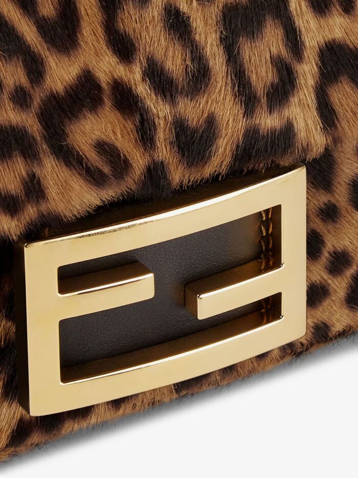 Baguette Mini Leather Shoulder Bag With Fendi Leo Print