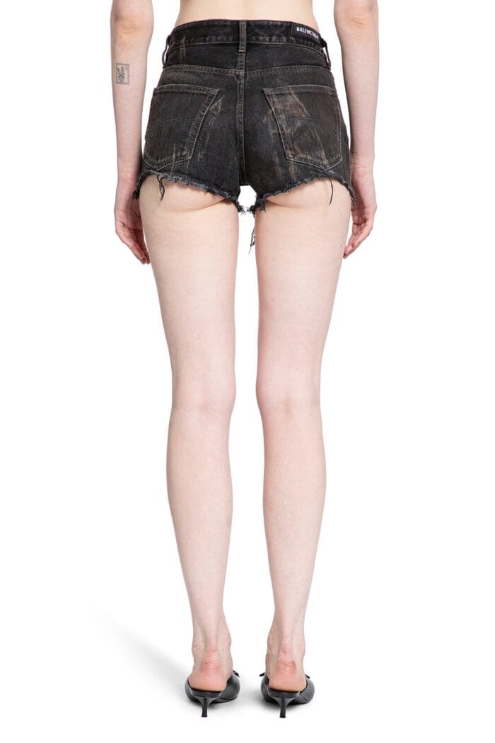 BALENCIAGA 5 Pocket Mini Shorts In Washed Denim