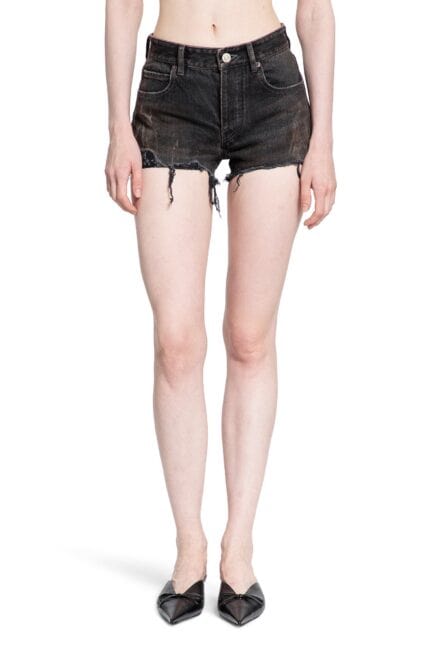 BALENCIAGA 5 Pocket Mini Shorts In Washed Denim