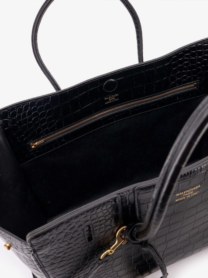 Balenciaga All Hampton Small Leather Shoulder Bag With Croco Effect