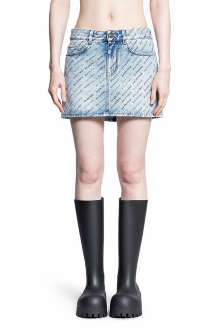 BALENCIAGA All Over Logo Low Waist Mini Skirt