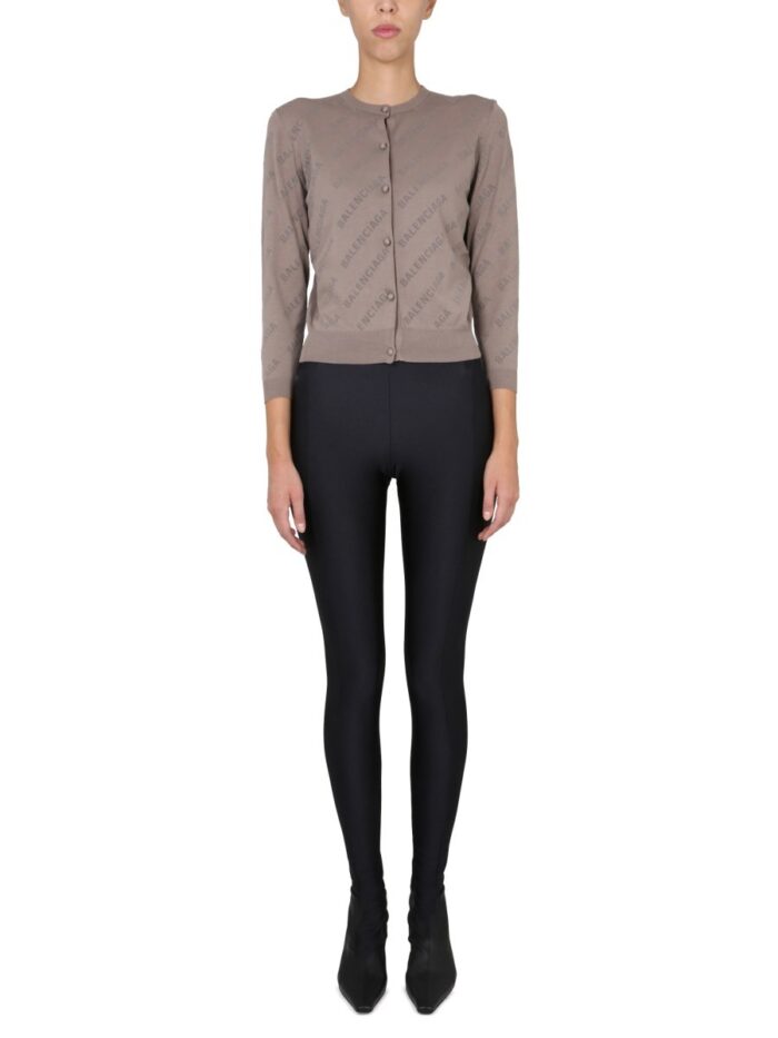 Balenciaga ALLOVER LOGO CROPPED CARDIGAN