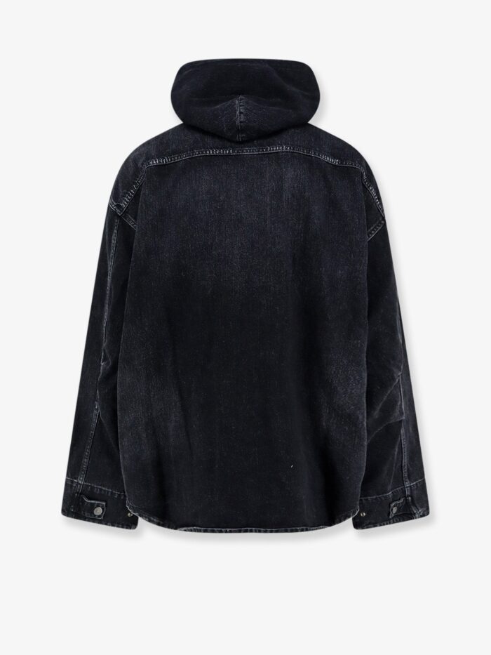 Balenciaga Black Denim Jacket With Embroidered Logo On The Front