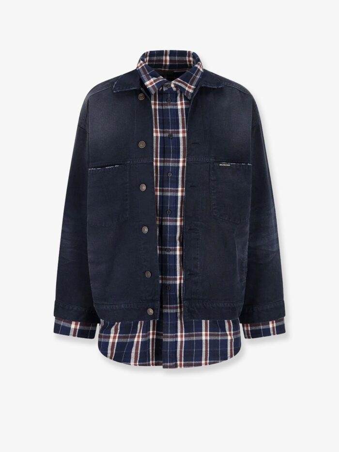 balenciaga canvas jacket with madras inserts Balenciaga Canvas Jacket With Madras Inserts