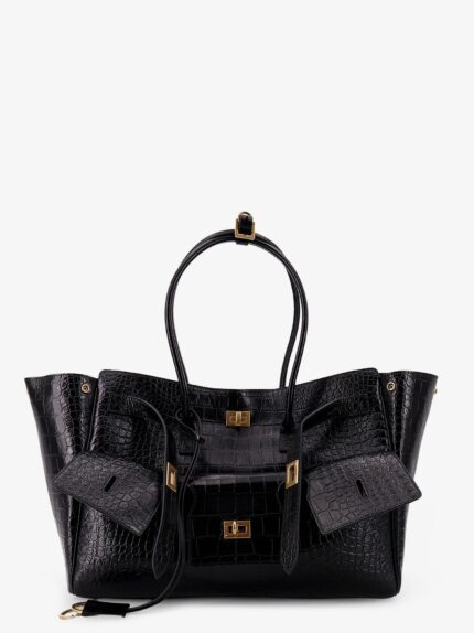 Balenciaga Carry All Bel Air Leather Shoulder Bag With Croco Effect