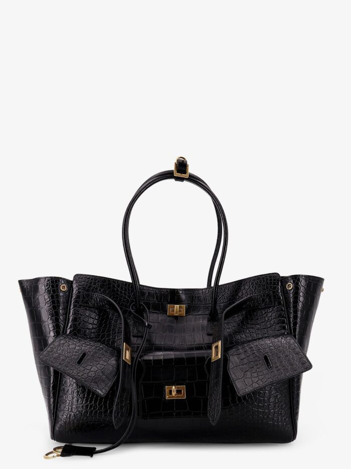Balenciaga Carry All Bel Air Leather Shoulder Bag With Croco Effect