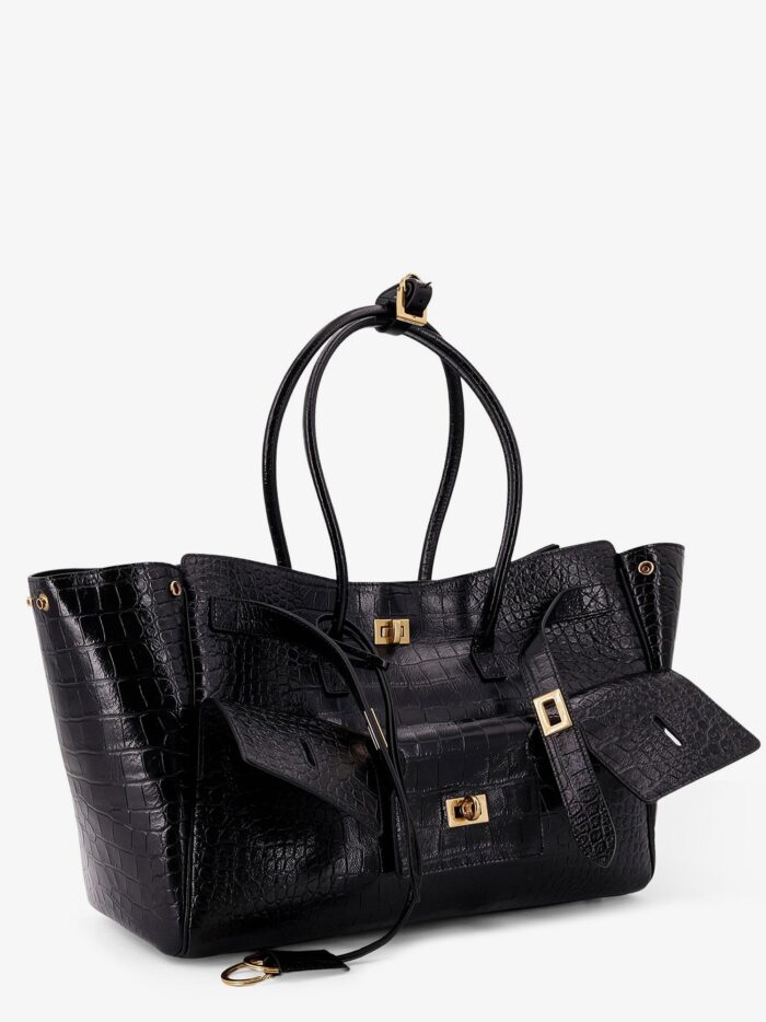 Balenciaga Carry All Bel Air Leather Shoulder Bag With Croco Effect