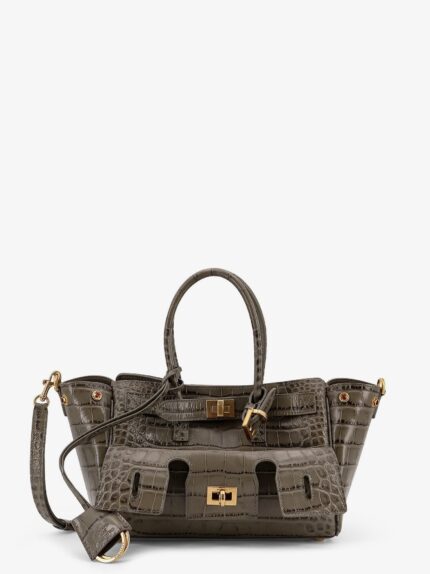 Balenciaga Carry All Bel Air Mini Leather Shoulder Bag With Croco Effect