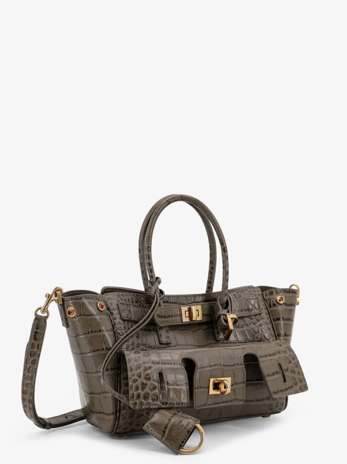 Balenciaga Carry All Bel Air Mini Leather Shoulder Bag With Croco Effect