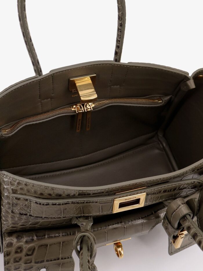 Balenciaga Carry All Bel Air Mini Leather Shoulder Bag With Croco Effect