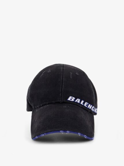 Balenciaga Cotton Baseball Hat With Distressed Effect