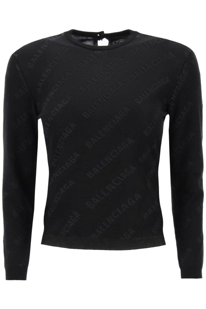 Balenciaga Crew-neck Sweater With Logo All-over