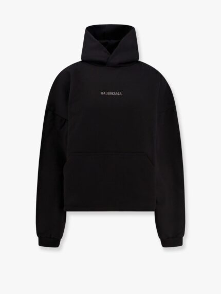 Balenciaga Cropped Cotton Sweatshirt With Rhinestones Logo