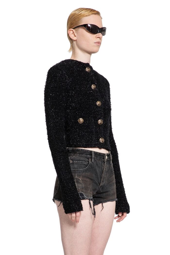 BALENCIAGA Cropped Lurex Cardigan