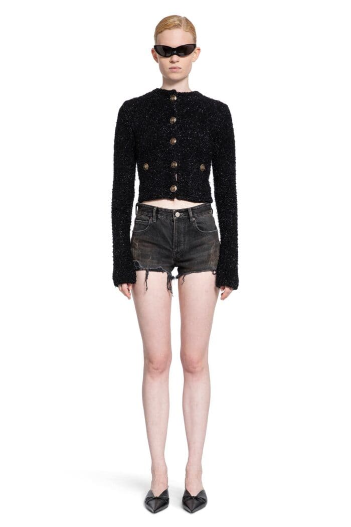 BALENCIAGA Cropped Lurex Cardigan