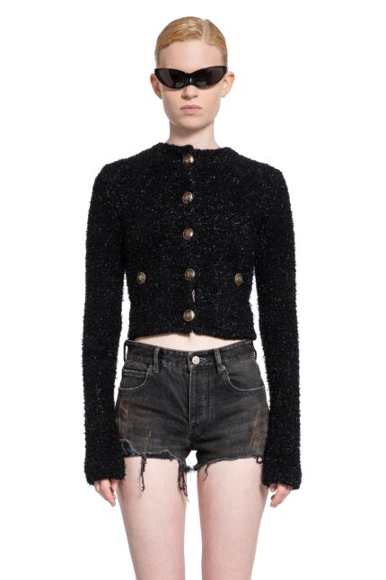 BALENCIAGA Cropped Lurex Cardigan