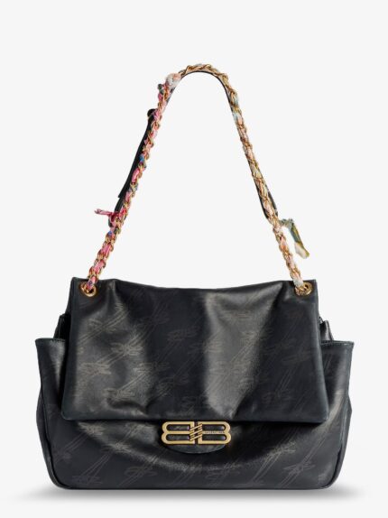 Balenciaga Darling Leather Shoulder Bag With BB Logo On The Front