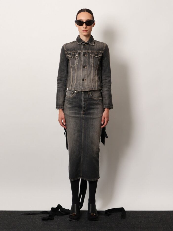 Balenciaga Denim Jacket With Satin Laces