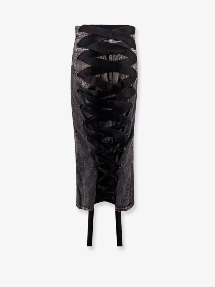 Balenciaga Denim Skirt With Laces Interwining