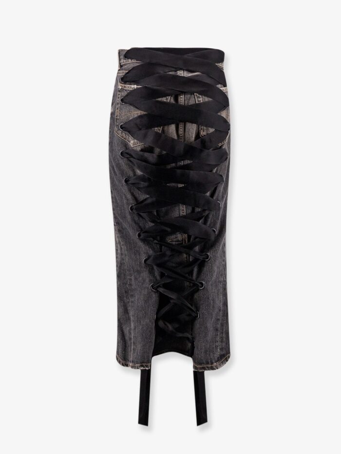 Balenciaga Denim Skirt With Laces Interwining
