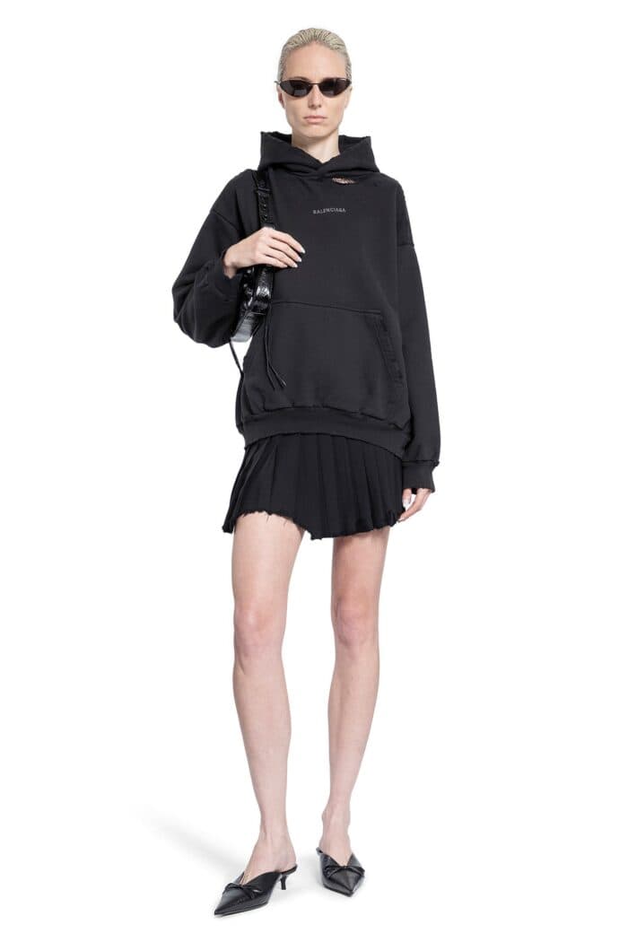 BALENCIAGA Destroyed Pleated Mini Skirt