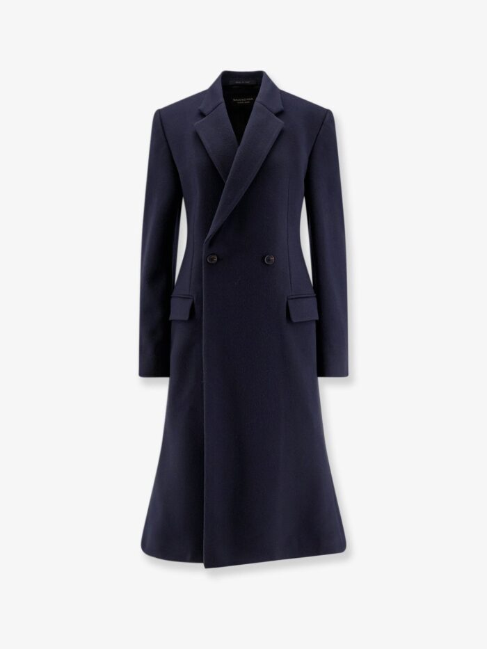 Balenciaga Godet Midi Double-breasted Wool Coat