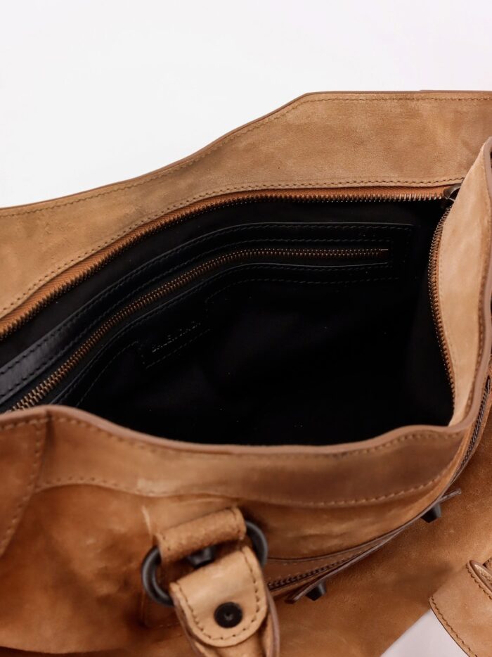 Balenciaga Le City Medium Suede Shoulder Bag