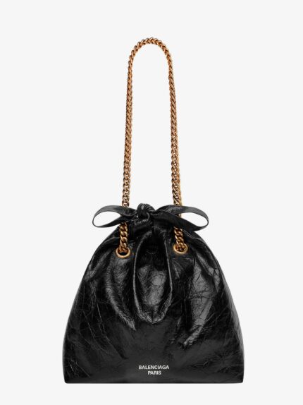 Balenciaga Leather Bucket Bag With Frontal Logo