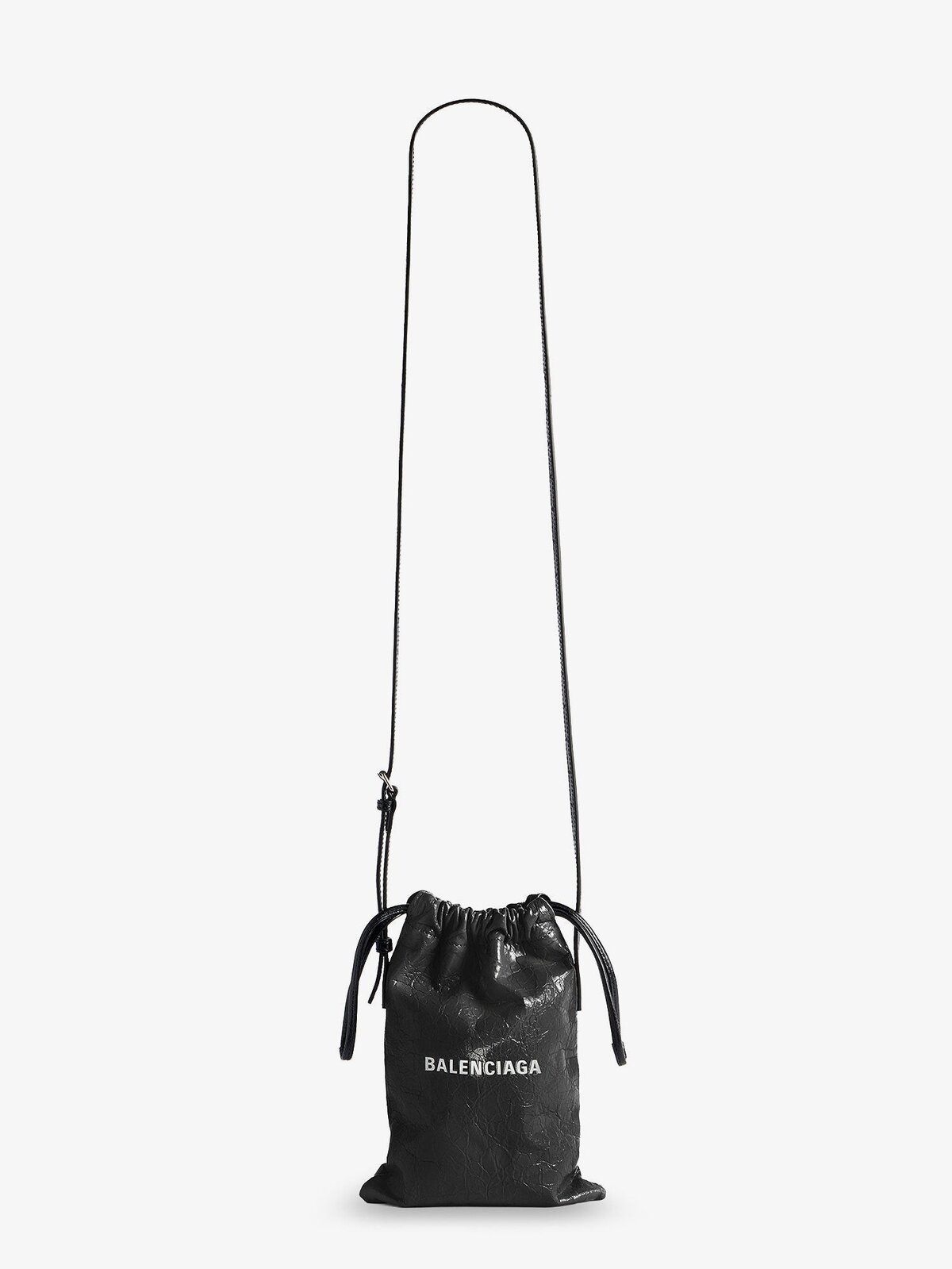 Balenciaga Leather Shopper Phone Holder With Lettering Logo On The Front