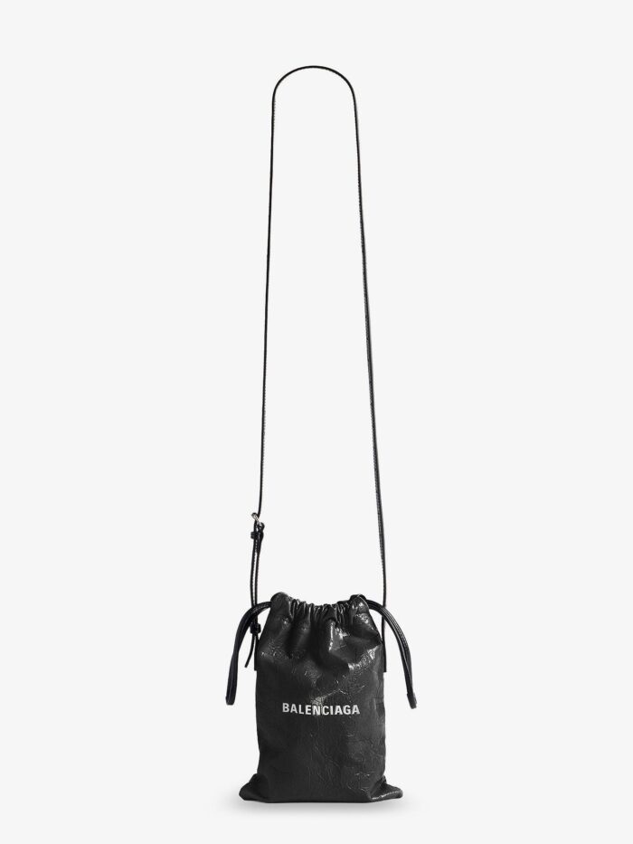 Balenciaga Leather Shopper Phone Holder With Lettering Logo On The Front