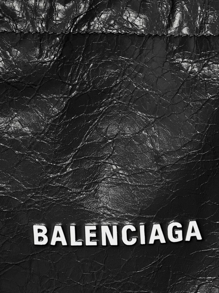 Balenciaga Leather Shopper Phone Holder With Lettering Logo On The Front