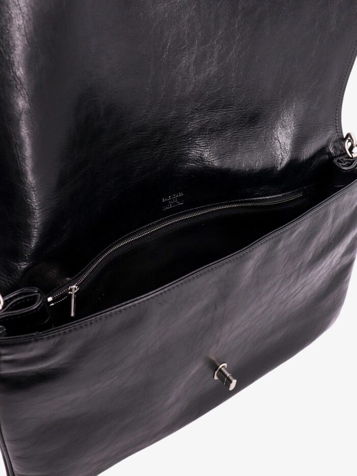 Balenciaga Leather Shoulder Bag With Metal Monogram