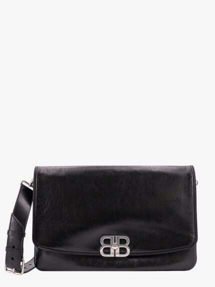 Balenciaga Leather Shoulder Bag With Metal Monogram