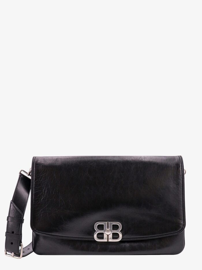Balenciaga Leather Shoulder Bag With Metal Monogram