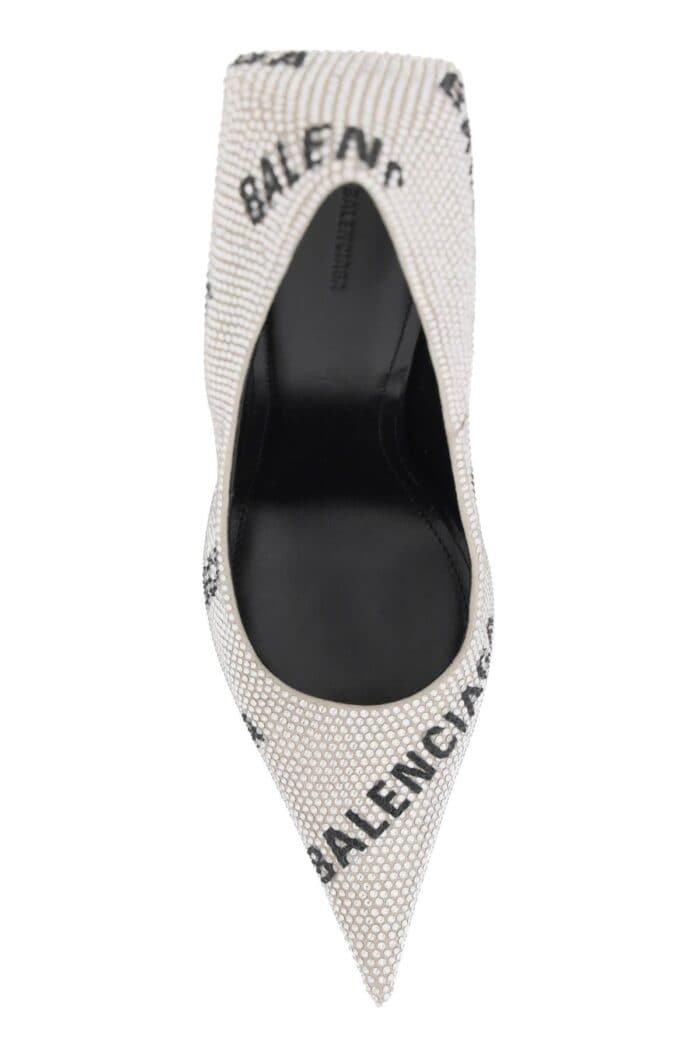 Balenciaga Logoed Square Knife Pumps With Rhinestones