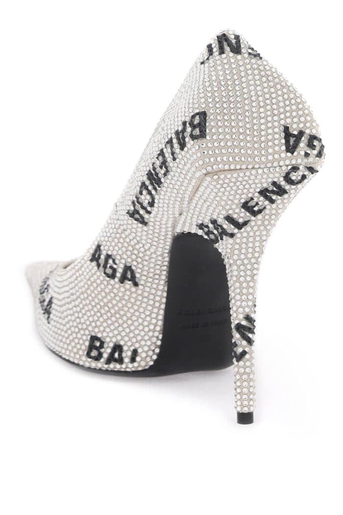 Balenciaga Logoed Square Knife Pumps With Rhinestones