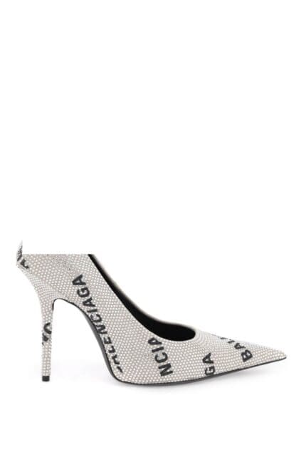 Balenciaga Logoed Square Knife Pumps With Rhinestones