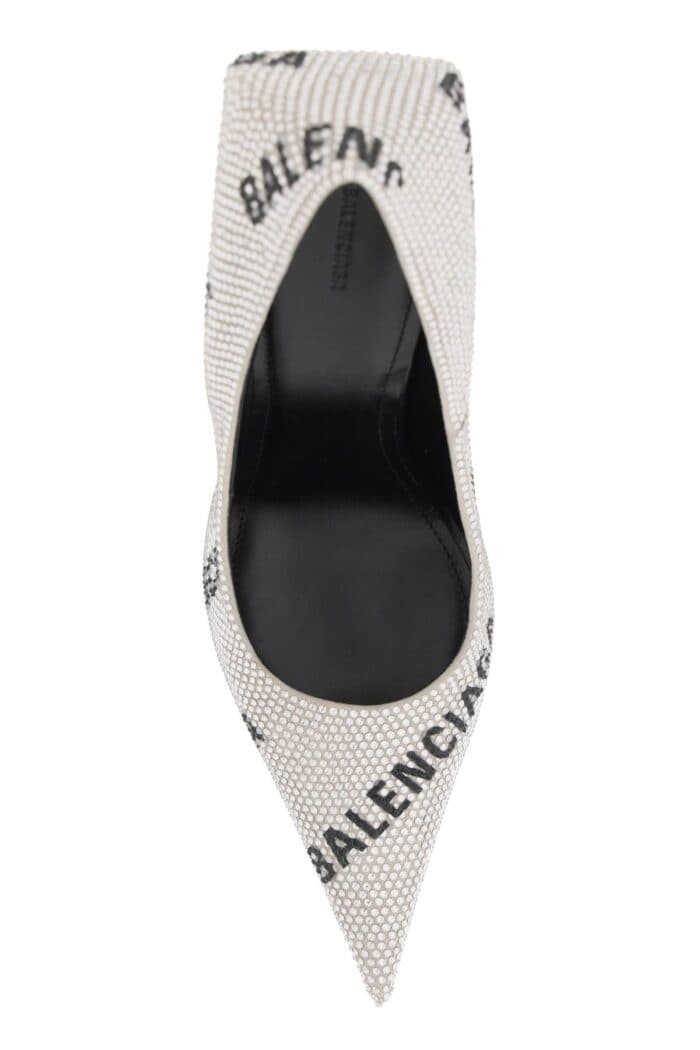 BALENCIAGA Logoed Square Knife Pumps With Rhinestones