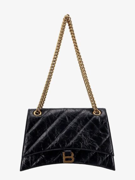 Balenciaga Matelassé Leather Shoulder Bag With Frontal Monogram
