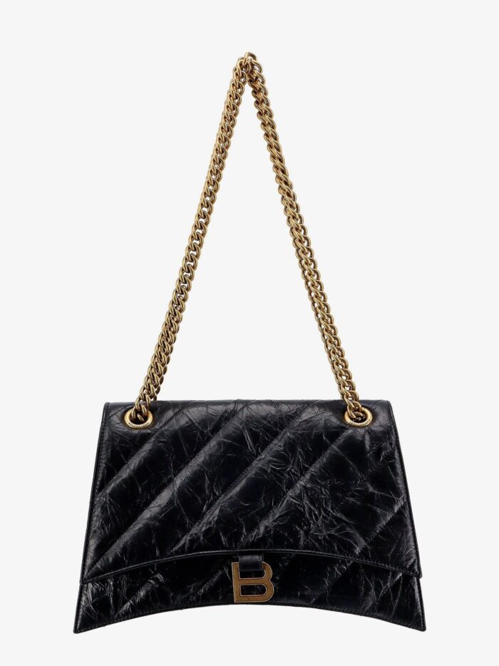 Balenciaga Matelassé Leather Shoulder Bag With Frontal Monogram