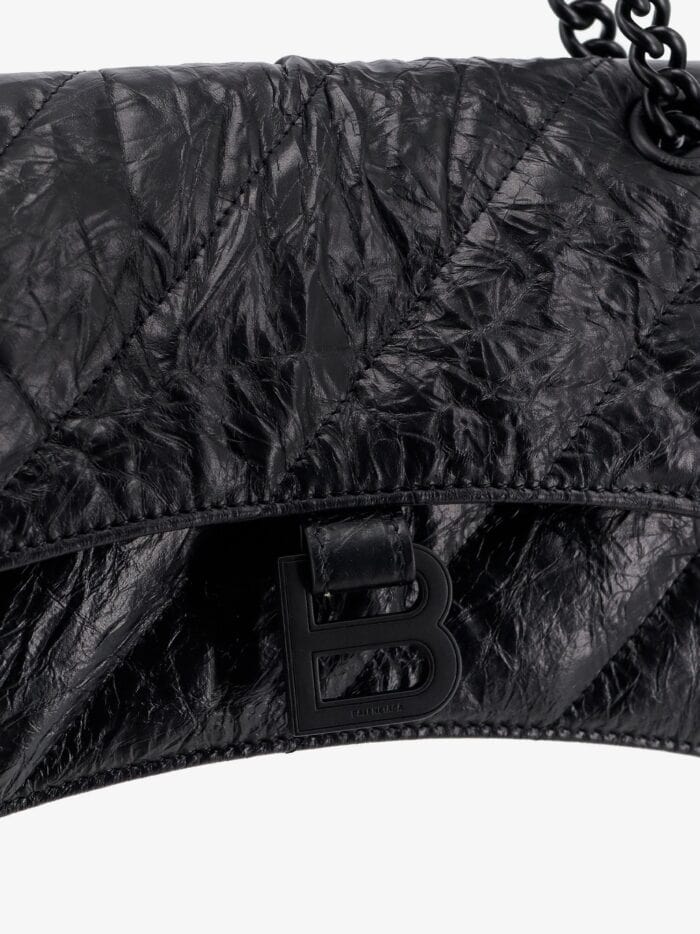 Balenciaga Matelassé Leather Shoulder Bag With Frontal Monogram
