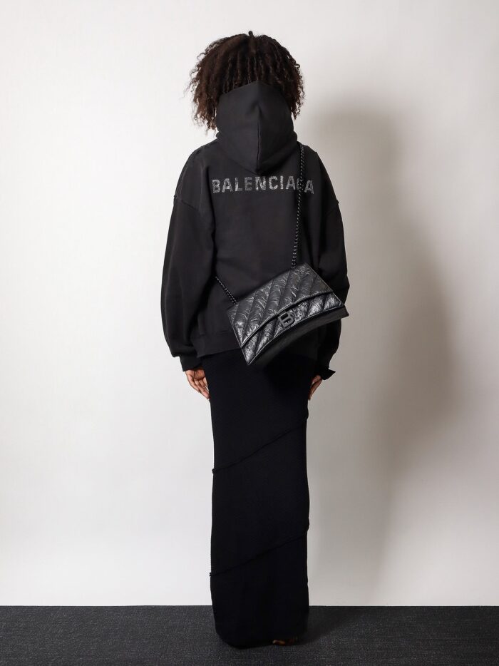 Balenciaga Matelassé Leather Shoulder Bag With Frontal Monogram