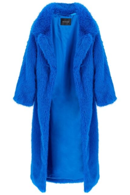 BALENCIAGA Maxi Faux Fur Coat In